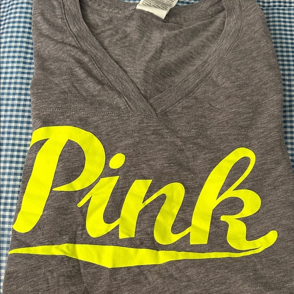 PINK Victoria's Secret Tops - PINK Victoria's Secret Heather Gray V-Neck Tee